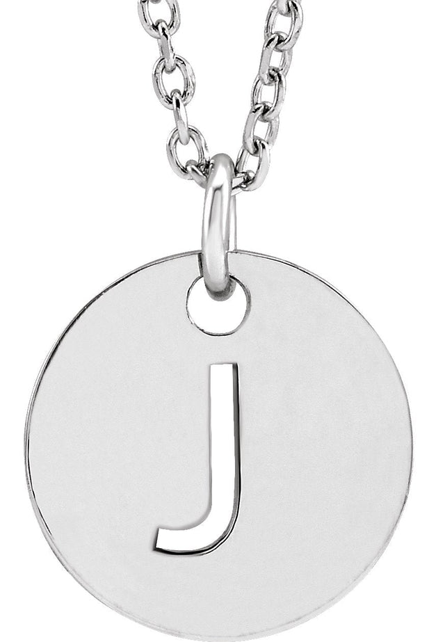 14K Gold Initial J Necklace or Pendant - White Gold