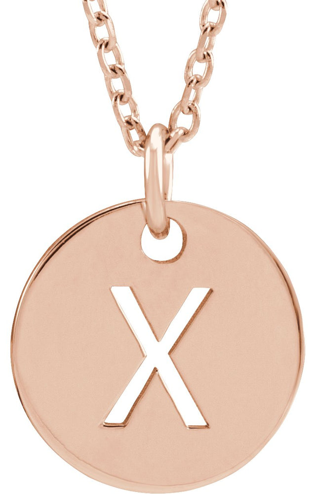 14K Gold Initial X Necklace or Pendant - Rose Gold