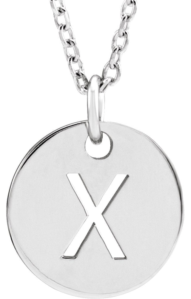 14K Gold Initial X Necklace or Pendant - White Gold