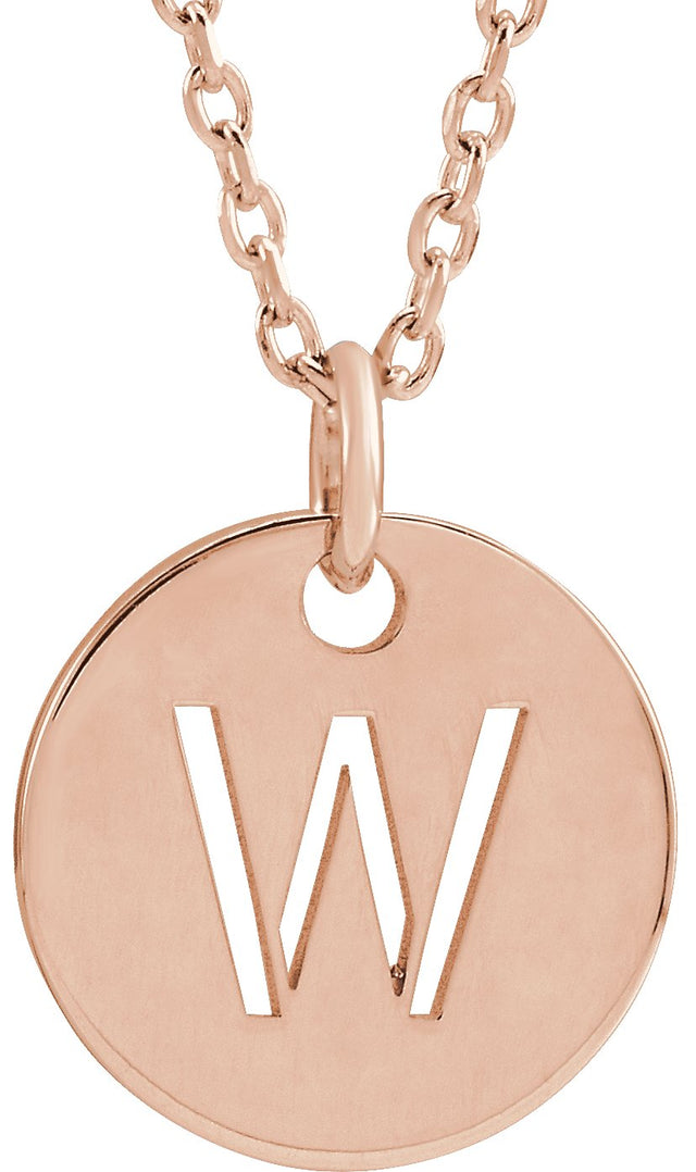 14K Gold Initial W Necklace or Pendant - Rose Gold
