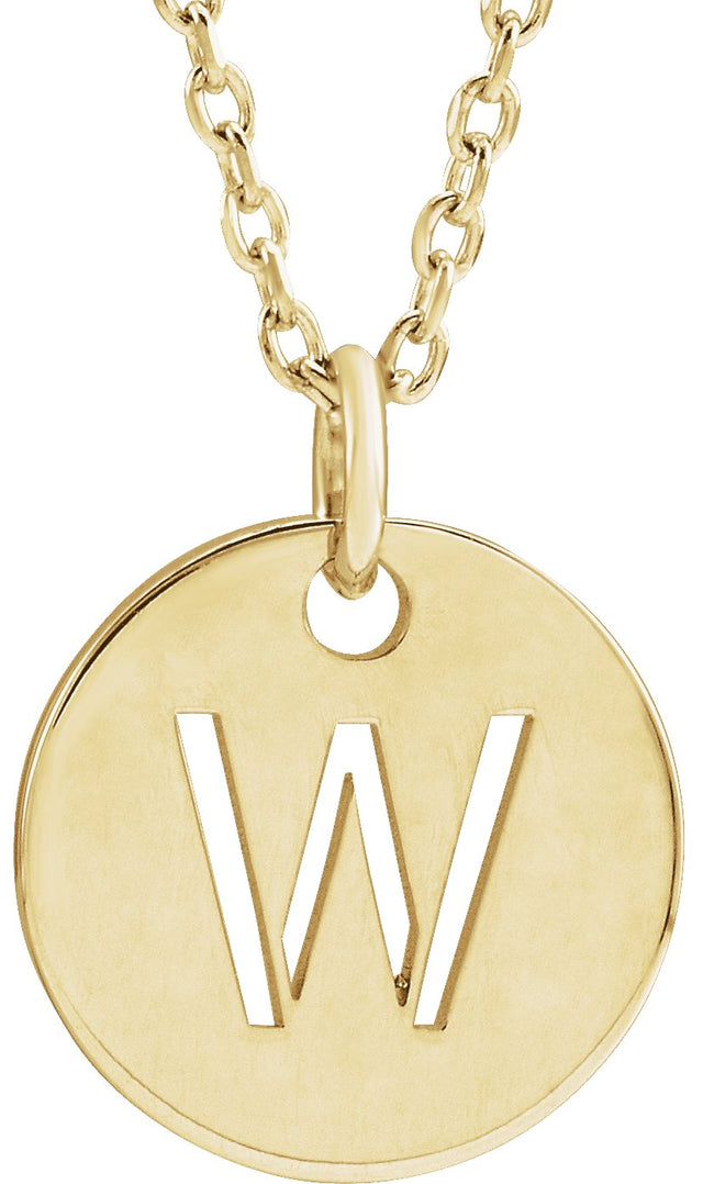 14K Gold Initial W Necklace or Pendant - Yellow Gold