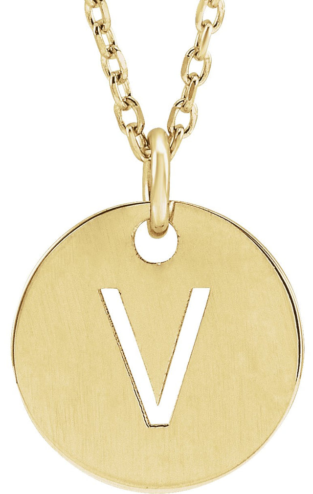14K Gold Initial V Necklace or Pendant - Yellow Gold