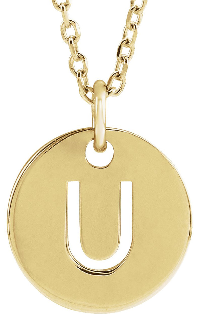 14K Gold Initial U Necklace or Pendant - Yellow Gold