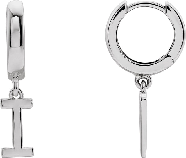 14K Gold Initial I Huggie Earrings - White Gold