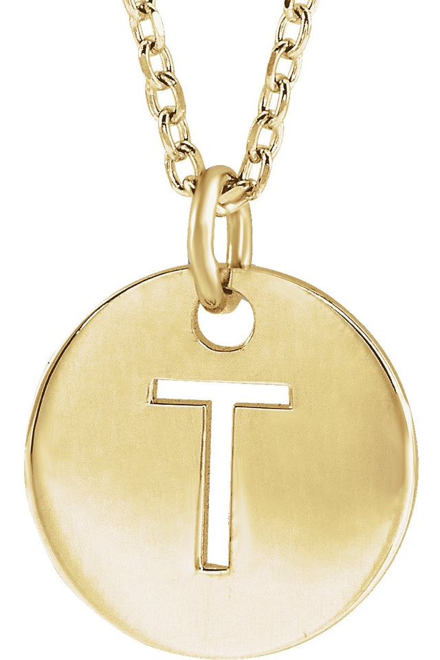 14K Gold Initial T Necklace or Pendant - Yellow Gold