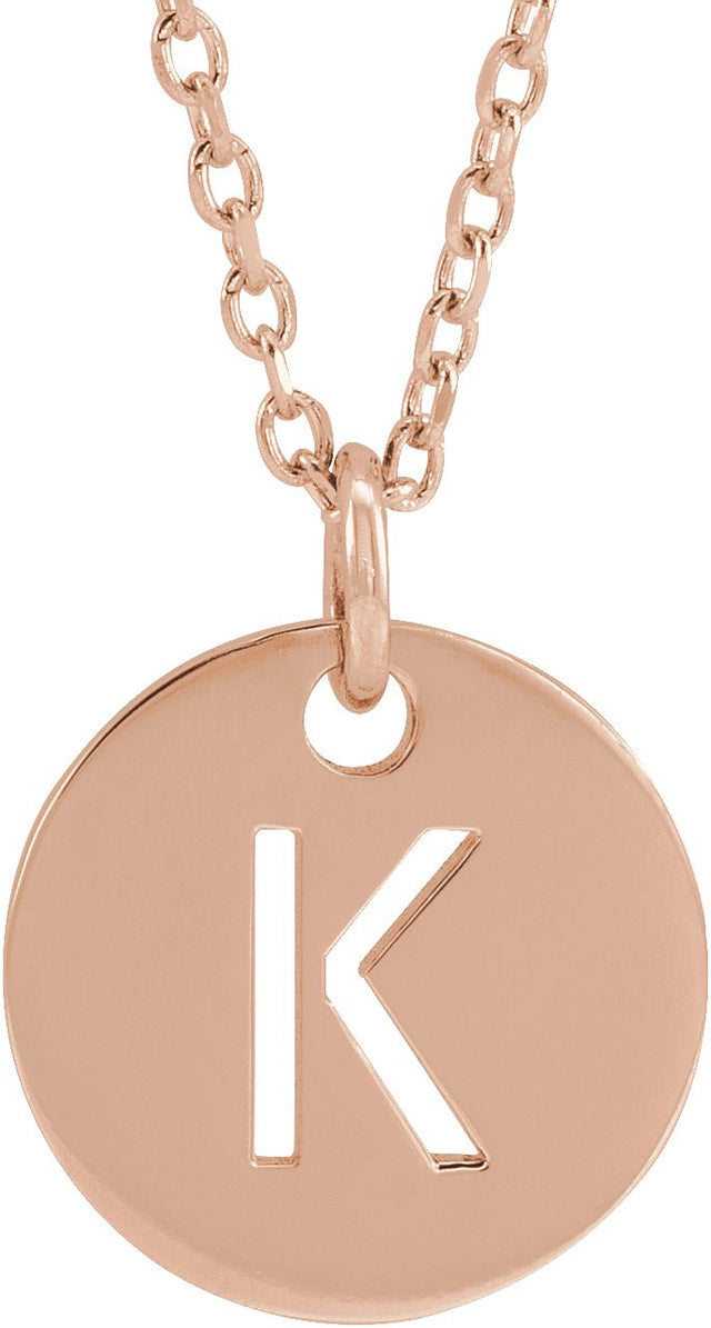 14K Gold Initial K Necklace or Pendant - Rose Gold