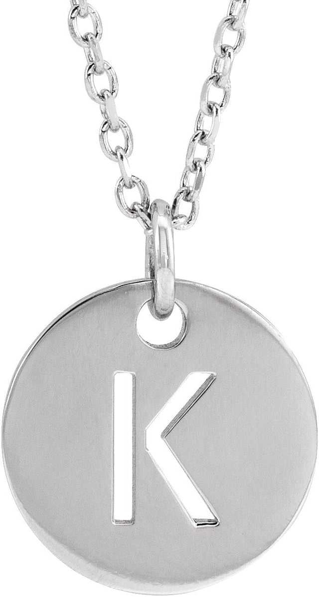 14K Gold Initial K Necklace or Pendant - White Gold