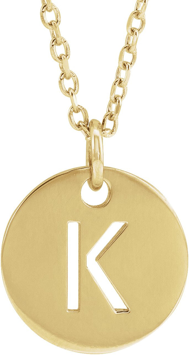 14K Gold Initial K Necklace or Pendant - Yellow Gold