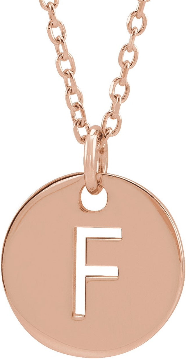 14K Gold Initial F Necklace or Pendant - Rose Gold