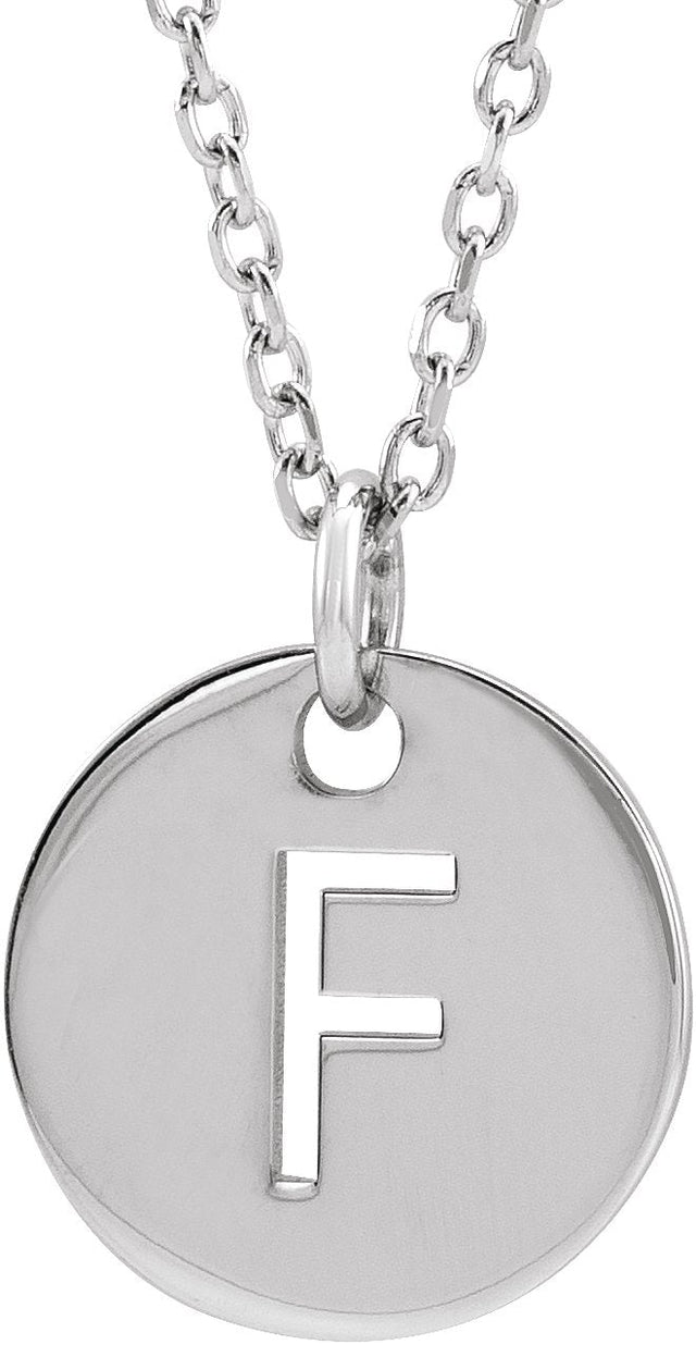 14K Gold Initial F Necklace or Pendant - White Gold