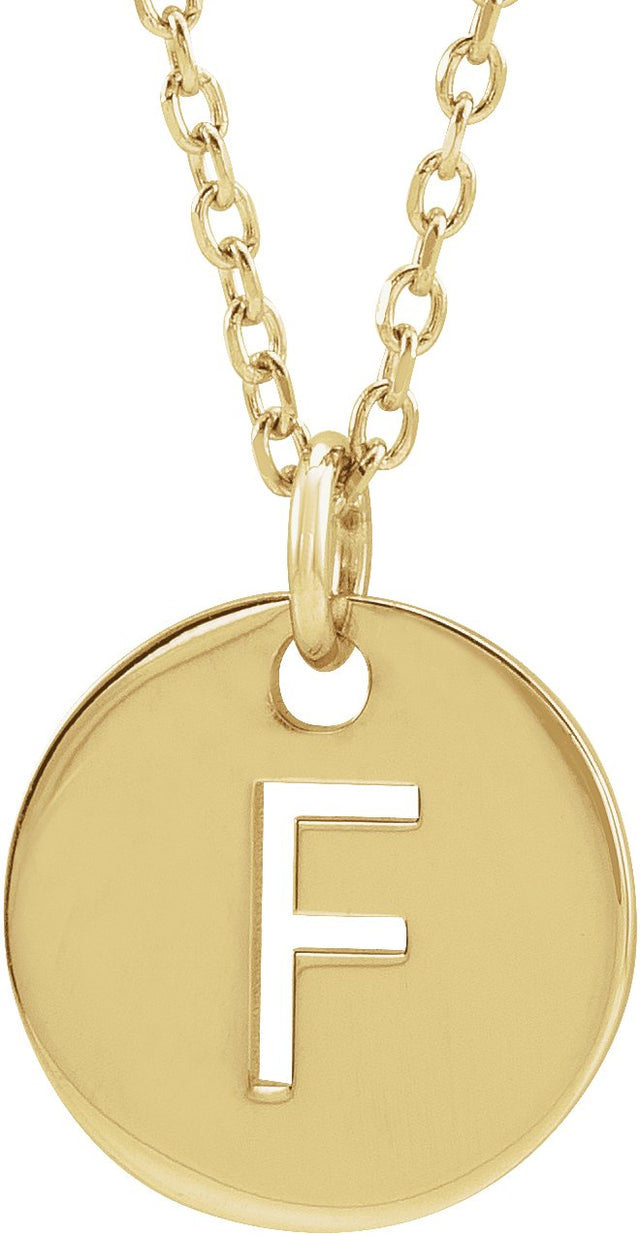 14K Gold Initial F Necklace or Pendant - Yellow Gold