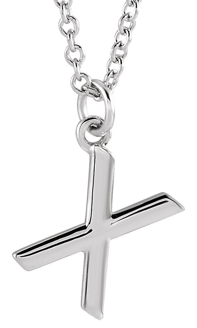 Platinum Initial X Necklace
