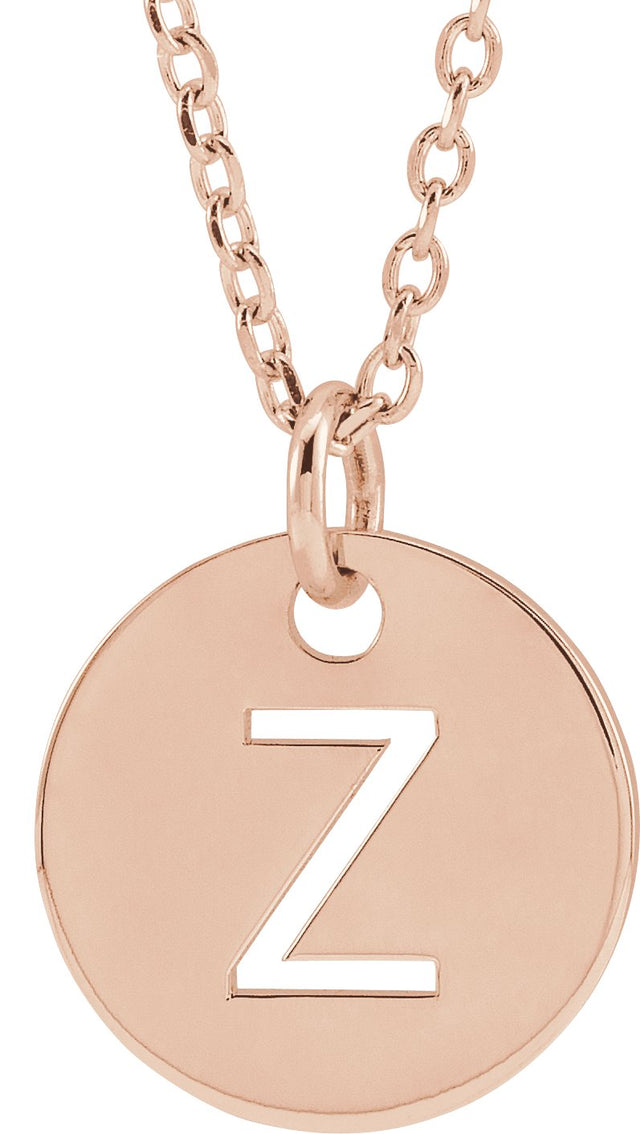 14K Gold Initial Z Necklace or Pendant - Rose Gold