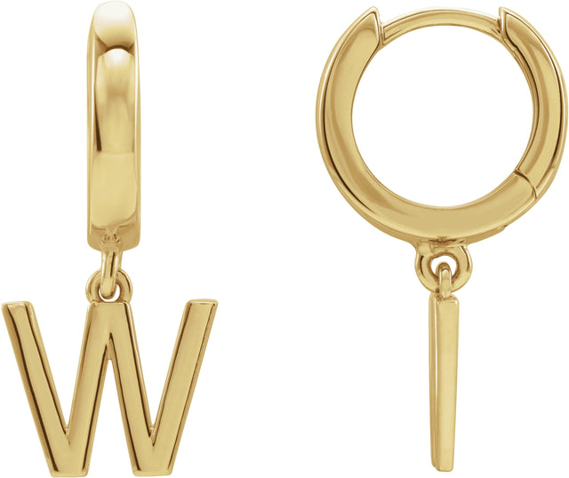 14K Gold Initial W Huggie Earrings - Yellow Gold
