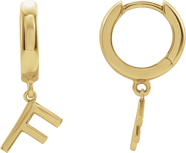 14K Gold Initial F Huggie Earrings - Yellow Gold