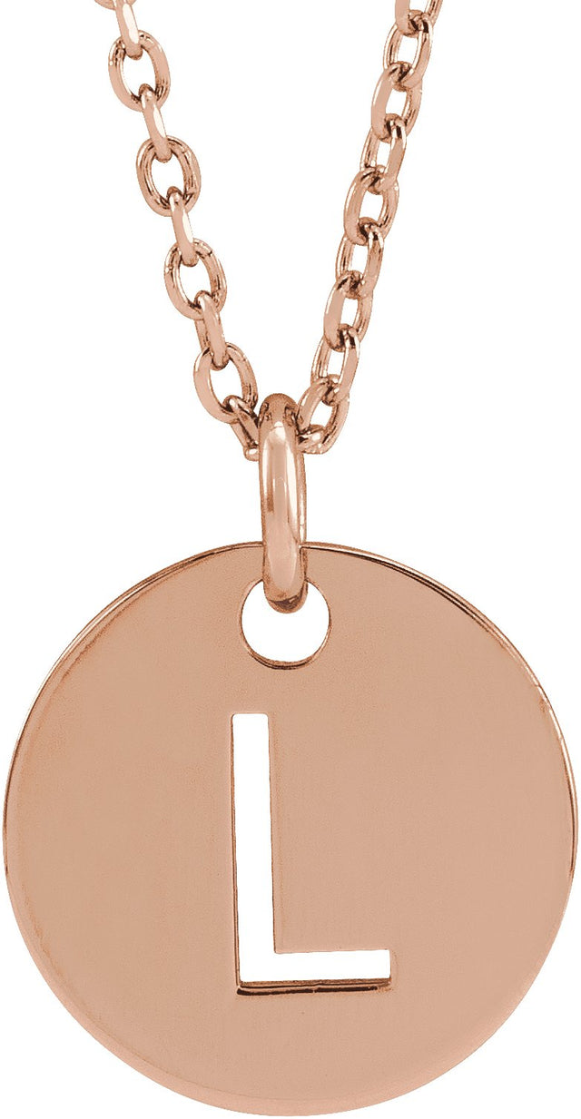 14K Gold Initial L Necklace or Pendant - Rose Gold