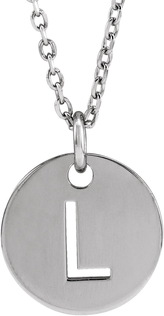 14K Gold Initial L Necklace or Pendant - White Gold
