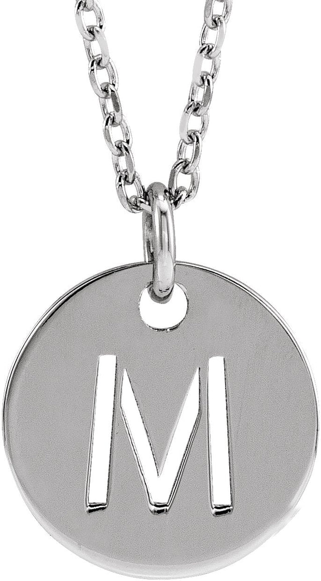 14K Gold Initial M Necklace or Pendant - White Gold