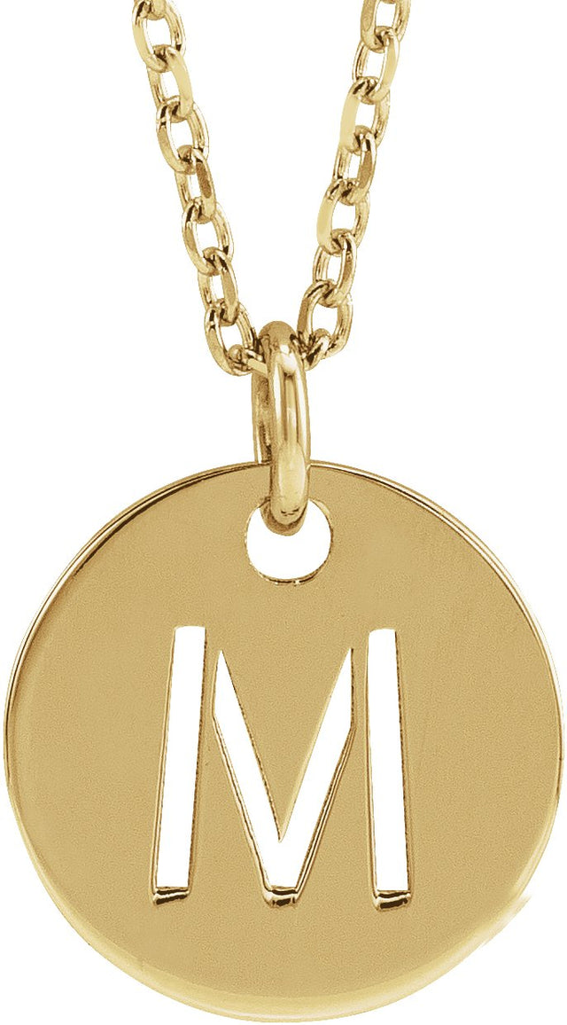 14K Gold Initial M Necklace or Pendant - Yellow Gold