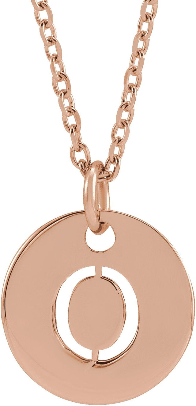 14K Gold Initial O Necklace or Pendant - Rose Gold