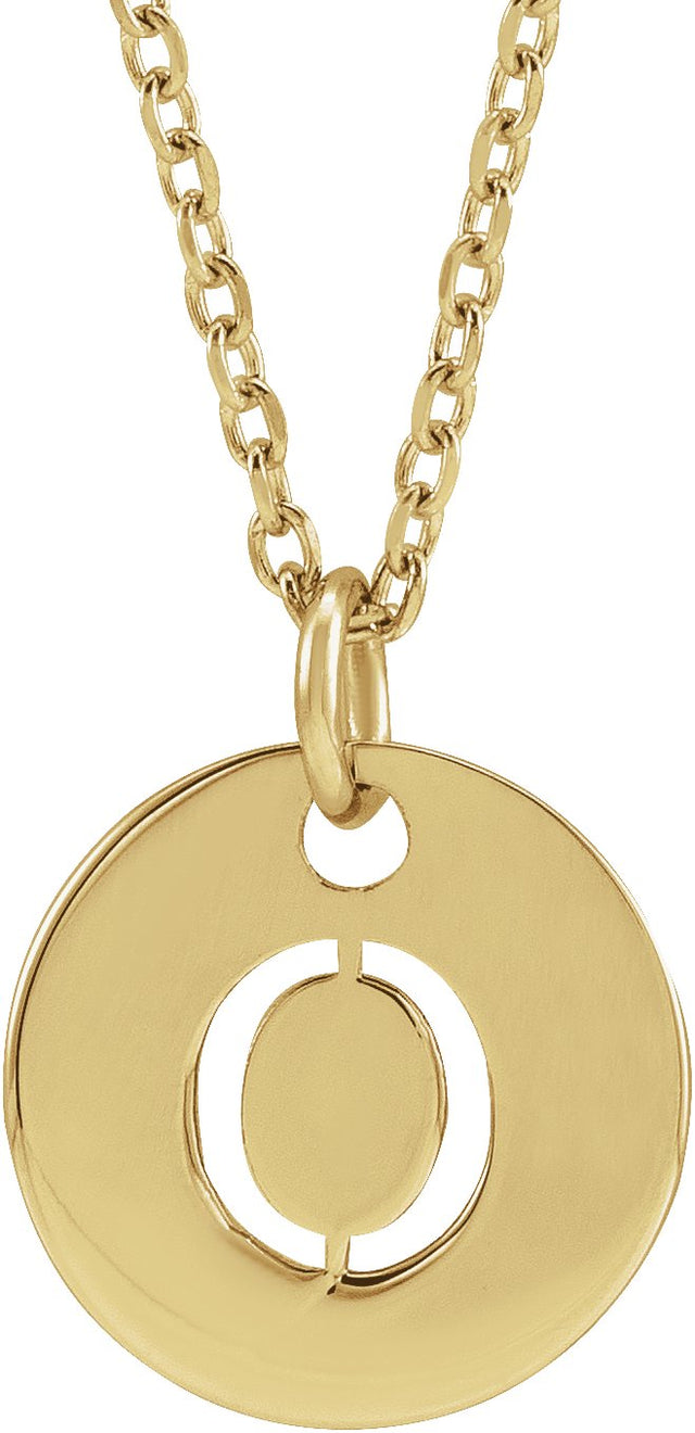 14K Gold Initial O Necklace or Pendant - Yellow Gold