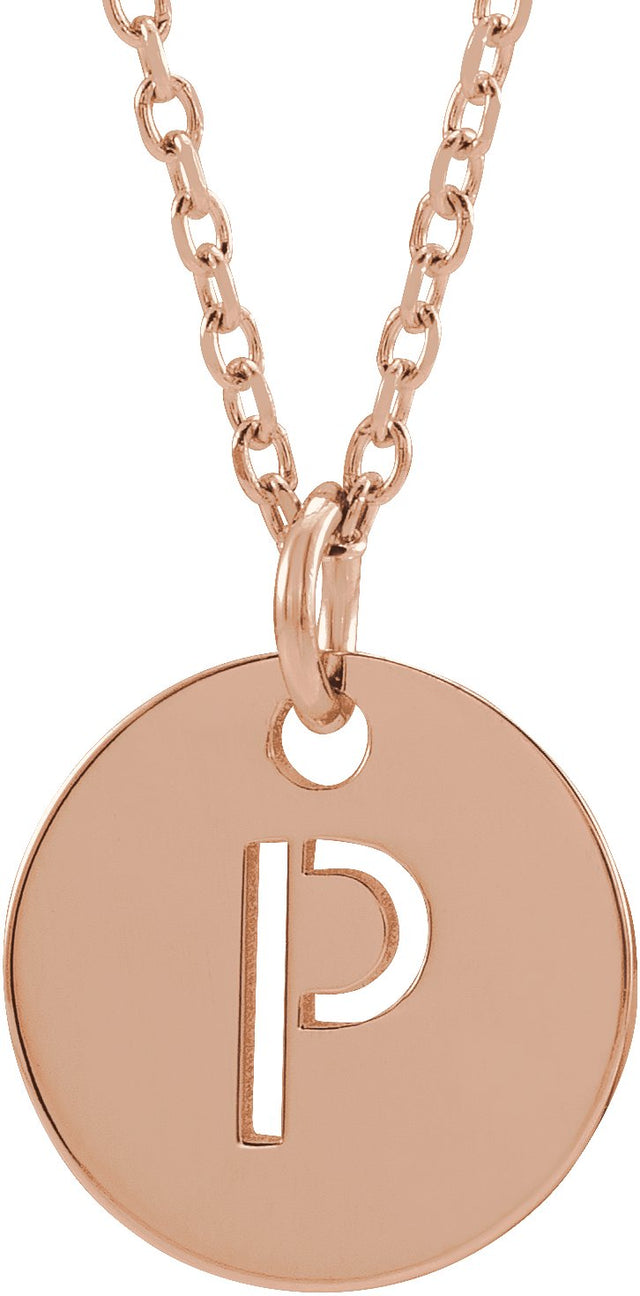 14K Gold Initial P Necklace or Pendant - Rose Gold