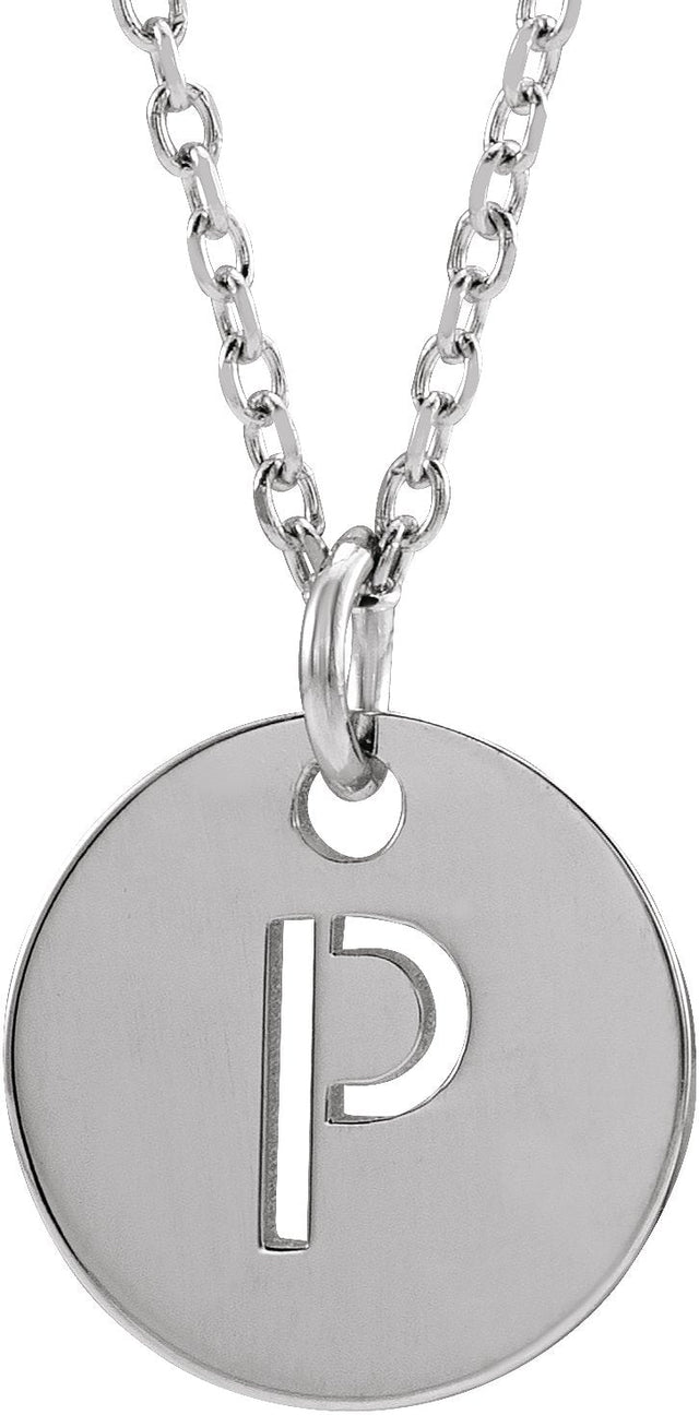 14K Gold Initial P Necklace or Pendant - White Gold