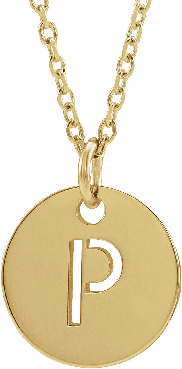 14K Gold Initial P Necklace or Pendant - Yellow Gold
