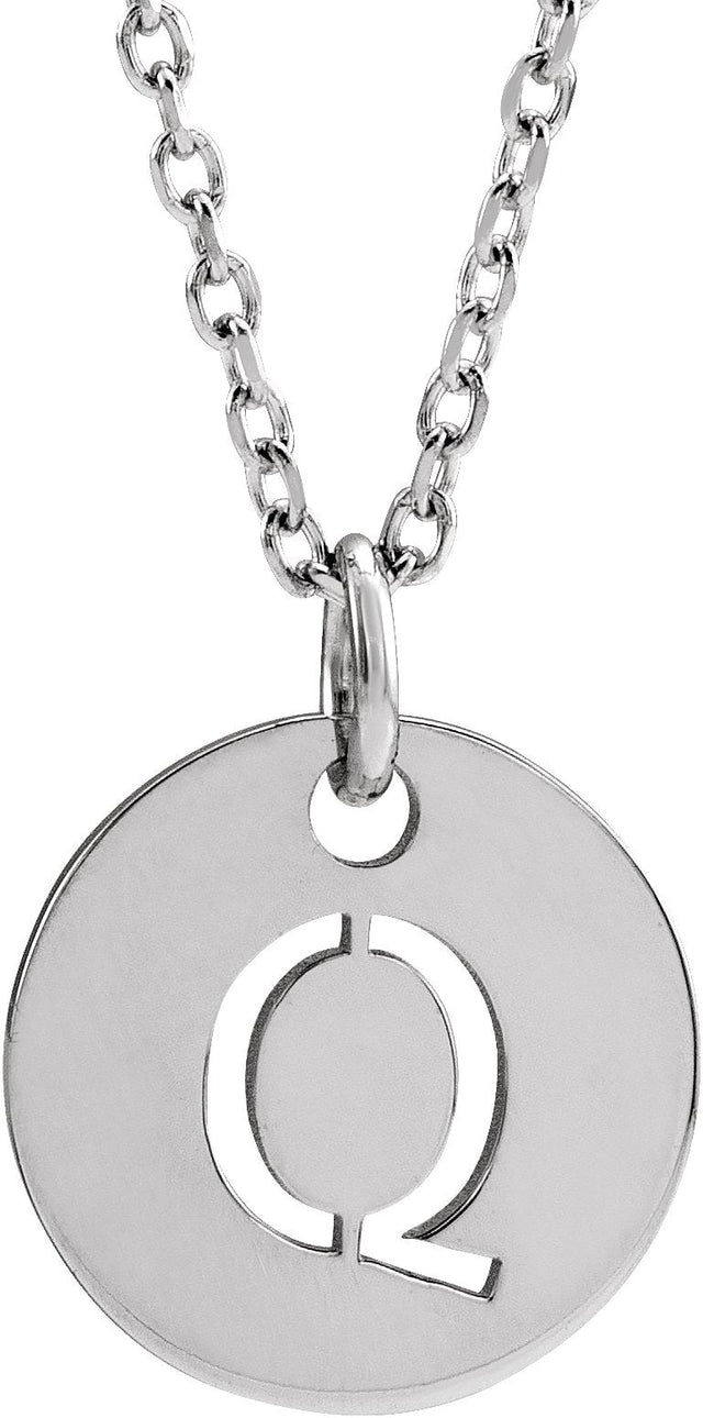 14K Gold Initial Q Necklace or Pendant - White Gold