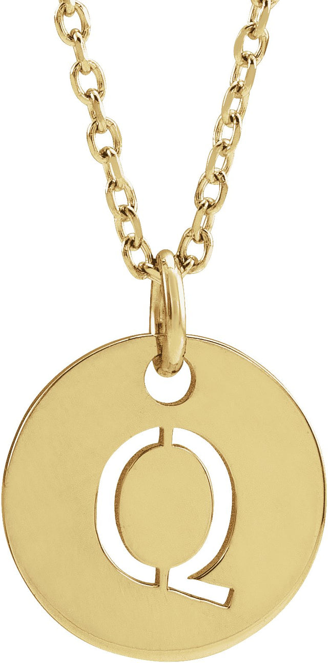 14K Gold Initial Q Necklace or Pendant - Yellow Gold
