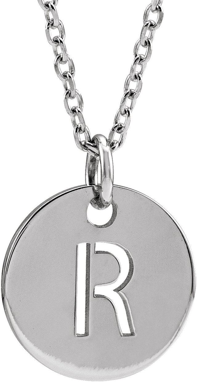14K Gold Initial R Necklace or Pendant - White Gold