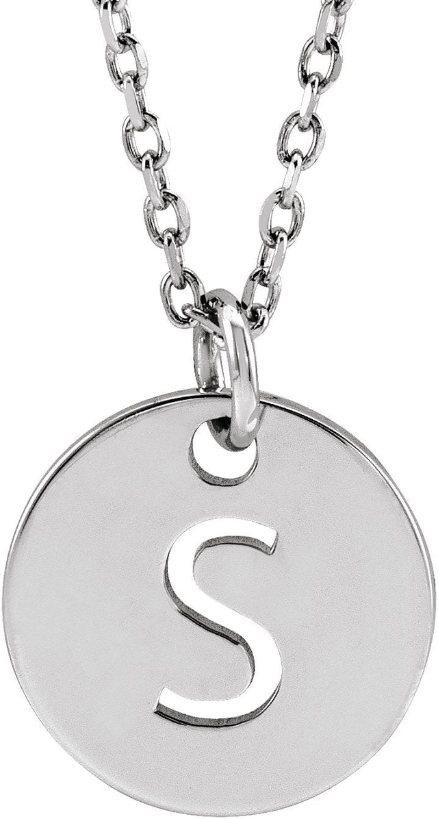 14K Gold Initial S Necklace or Pendant - White Gold