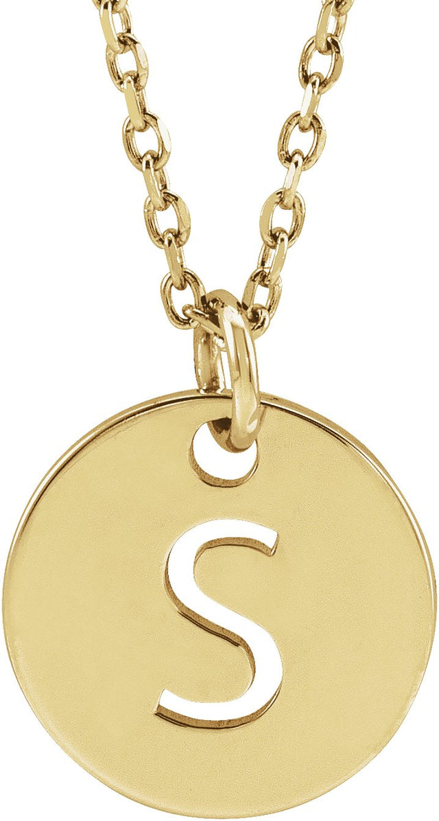 14K Gold Initial S Necklace or Pendant - Yellow Gold