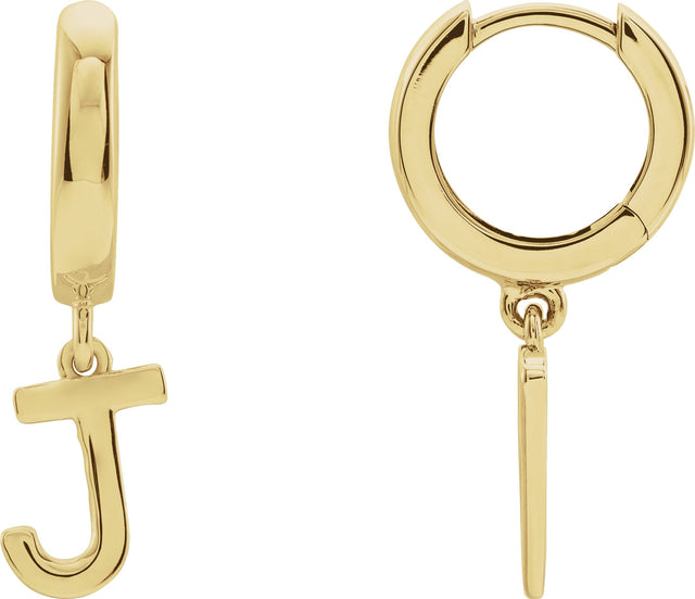 18K Gold Initial J Huggie Earrings - Yellow Gold