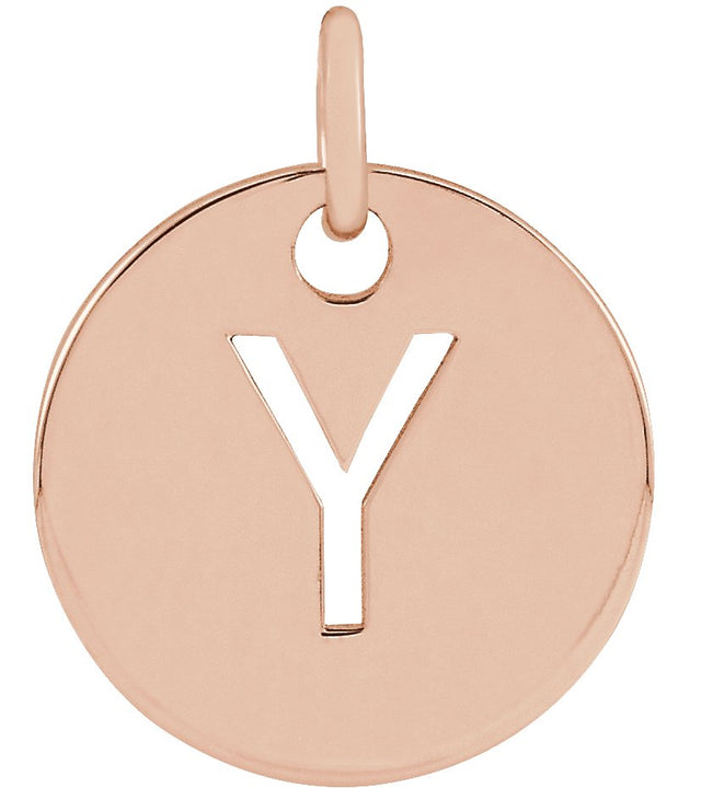 14K Gold Initial Y Necklace or Pendant - Rose Gold