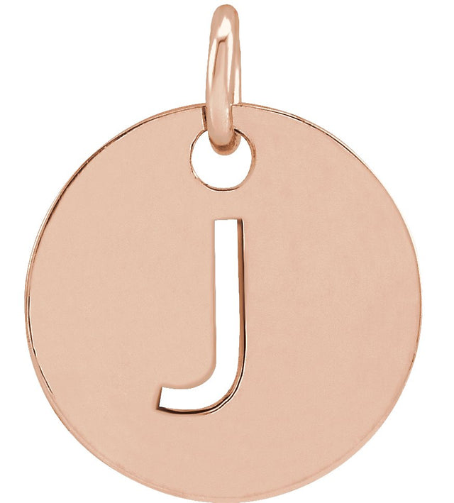 14K Gold Initial J Necklace or Pendant - Rose Gold