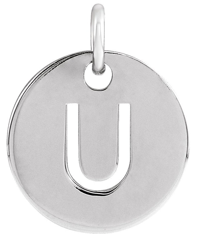 14K Gold Initial U Necklace or Pendant - White Gold