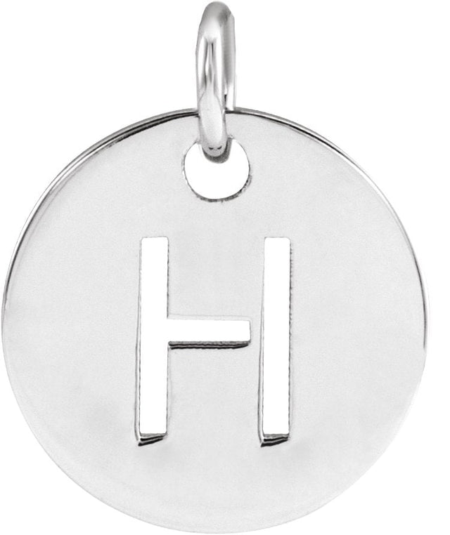 14K Gold Initial H Necklace or Pendant - White Gold