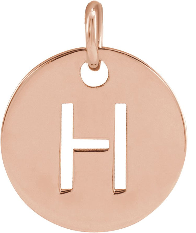 14K Gold Initial H Necklace or Pendant - Rose Gold
