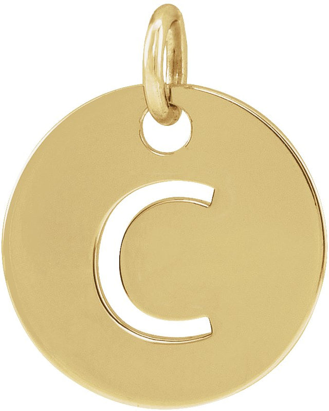 14K Gold Initial C Necklace or Pendant - Yellow Gold