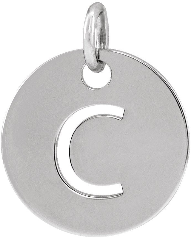 14K Gold Initial C Necklace or Pendant - White Gold
