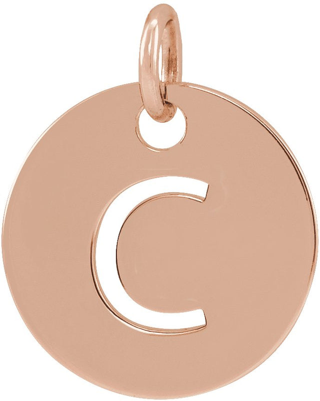 14K Gold Initial C Necklace or Pendant - Rose Gold
