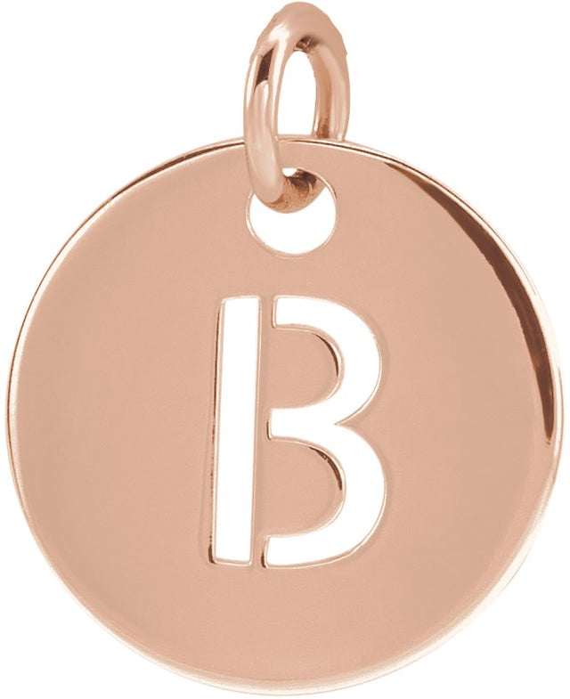 14K Gold Initial B Necklace or Pendant - Rose Gold