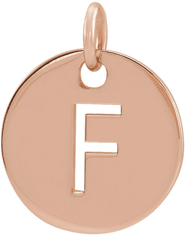 14K Gold Initial F Necklace or Pendant - Rose Gold