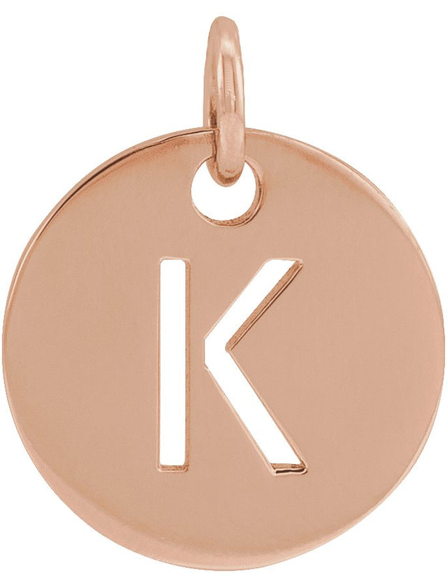 14K Gold Initial K Necklace or Pendant - Rose Gold