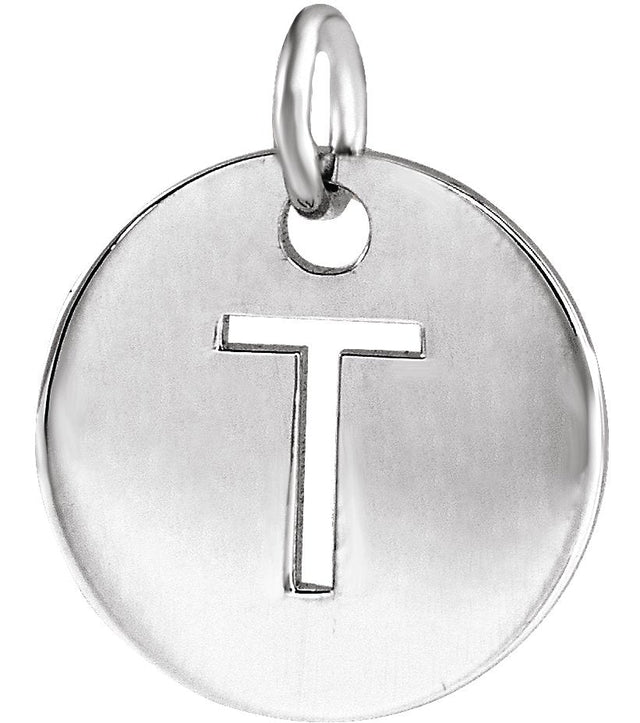 14K Gold Initial T Necklace or Pendant - White Gold