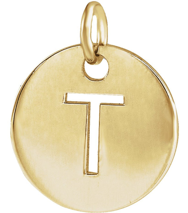 14K Gold Initial T Necklace or Pendant - Yellow Gold