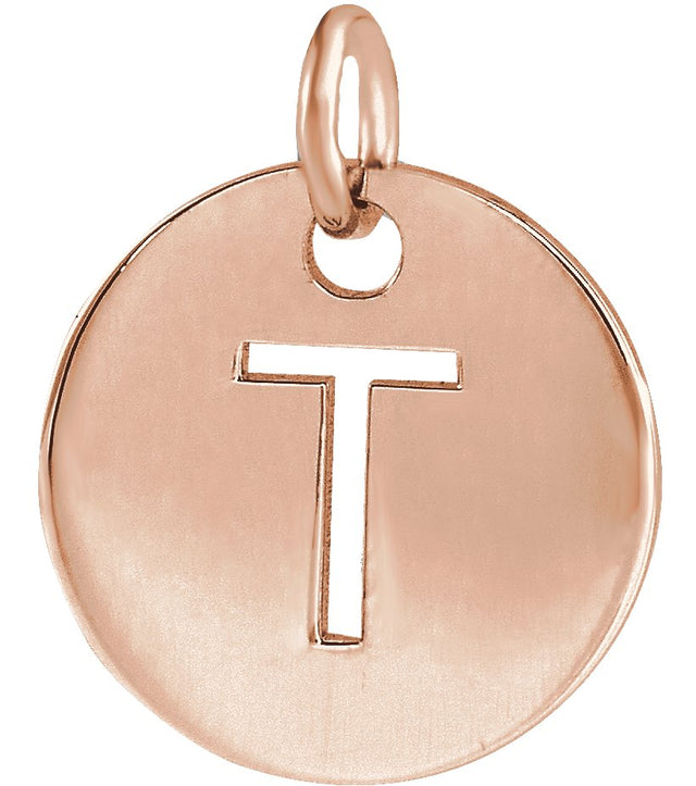 14K Gold Initial T Necklace or Pendant - Rose Gold