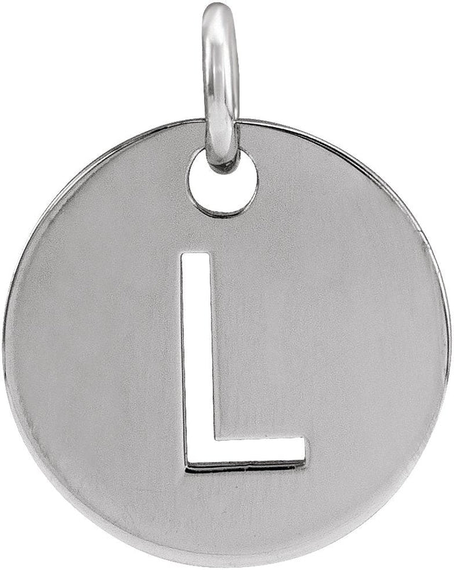14K Gold Initial L Necklace or Pendant - White Gold