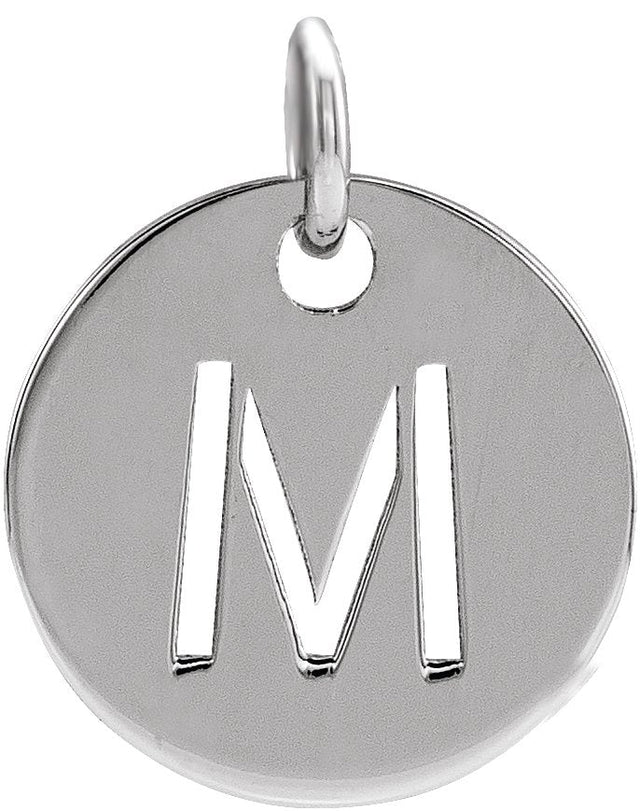 14K Gold Initial M Necklace or Pendant - White Gold